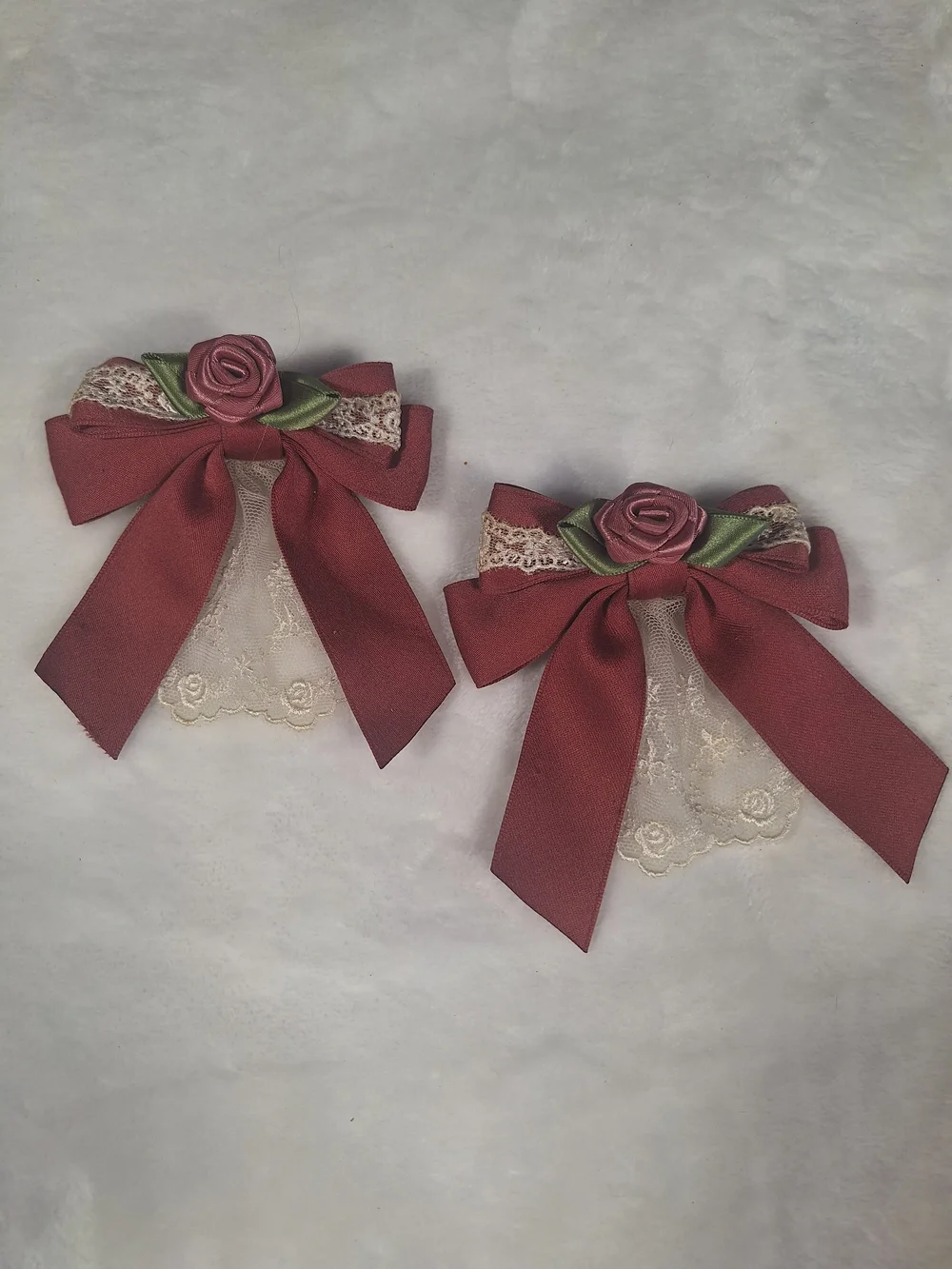 Innocent World Pink Rose Lace Hair Bows | Set of 2 | Classic Lolita